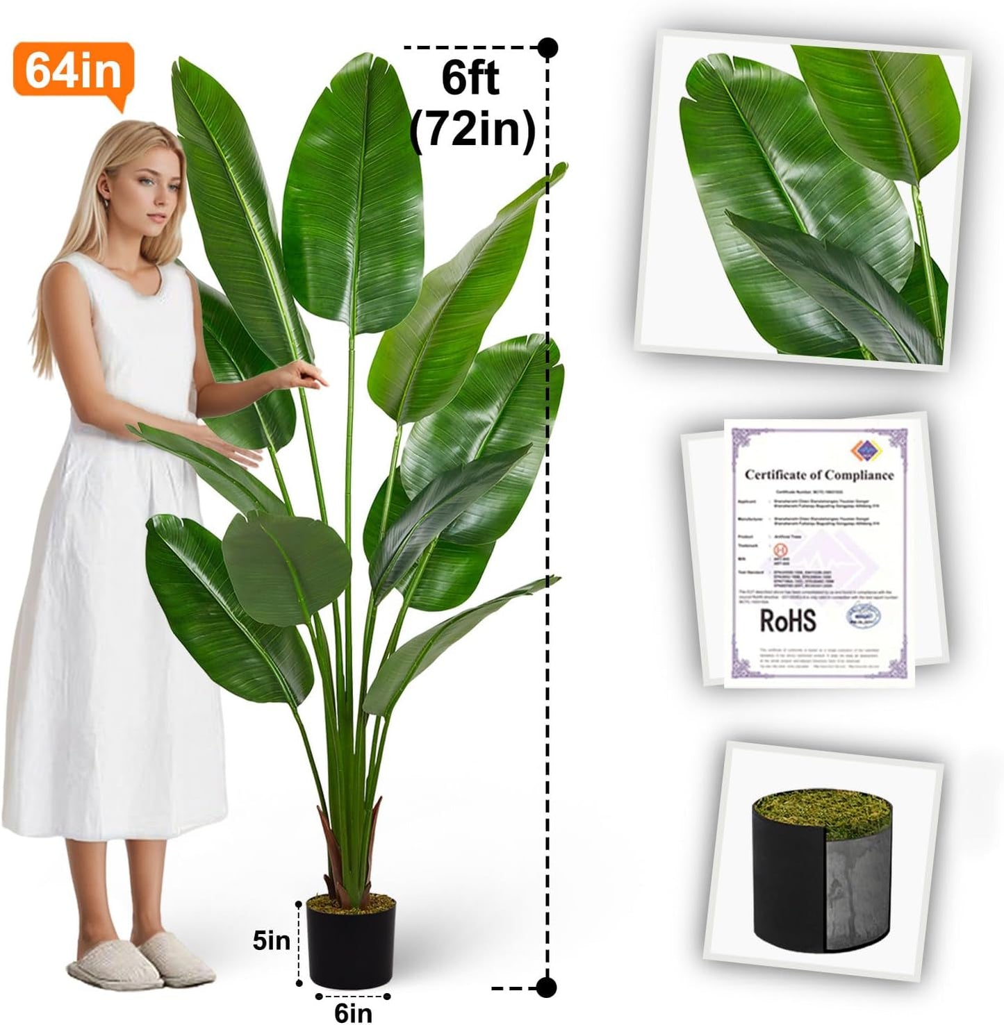 5ft Artificial Eucalyptus Tree for Home Decor, 5 Feet Large Faux Floor Plant Fake Silk Trees with Pot for Indoor Outdoor House Living Room Office (5 ft Tall)