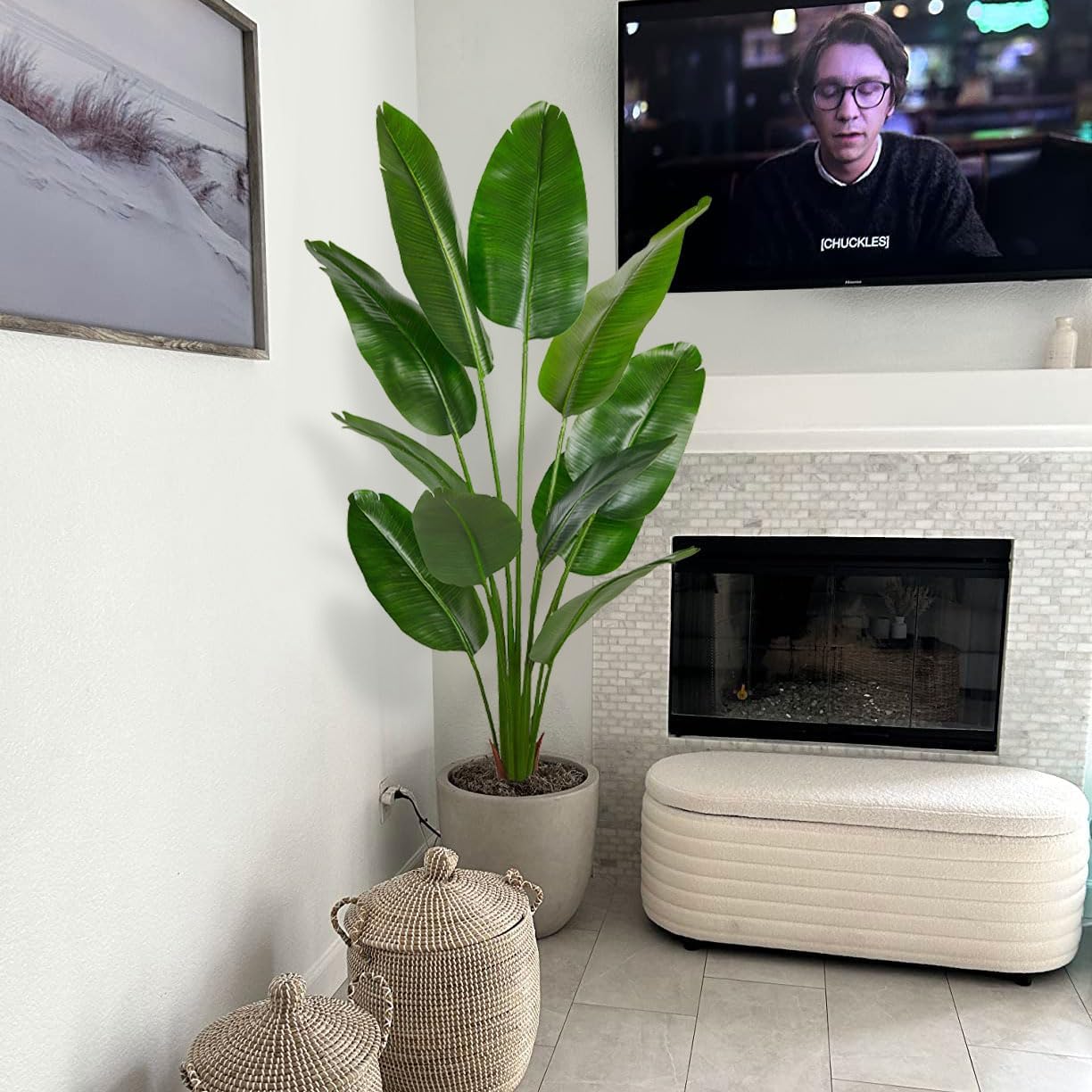 5ft Artificial Eucalyptus Tree for Home Decor, 5 Feet Large Faux Floor Plant Fake Silk Trees with Pot for Indoor Outdoor House Living Room Office (5 ft Tall)