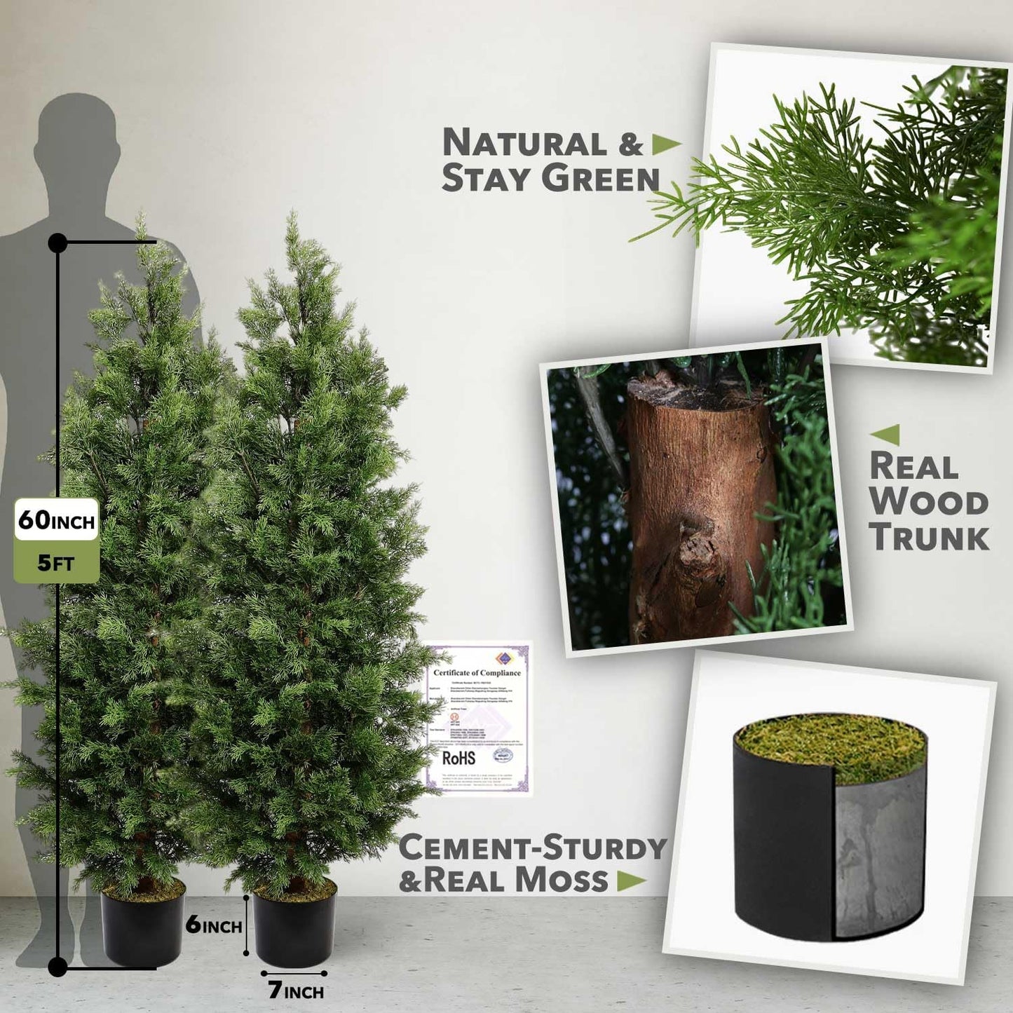 5ft Artificial Eucalyptus Tree for Home Decor, 5 Feet Large Faux Floor Plant Fake Silk Trees with Pot for Indoor Outdoor House Living Room Office (5 ft Tall)