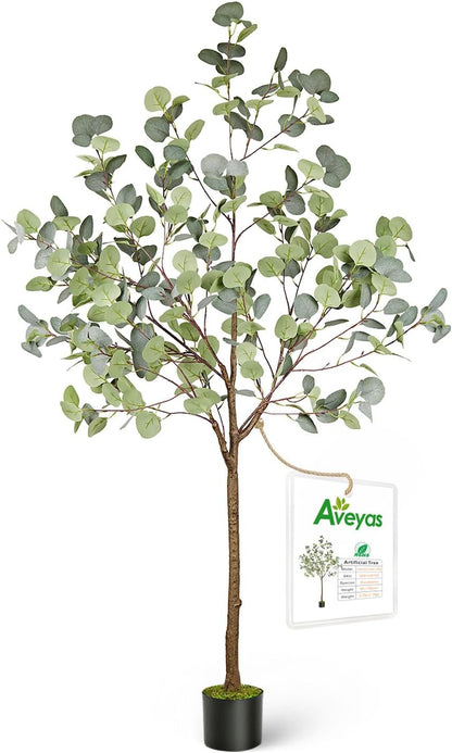 5ft Artificial Eucalyptus Tree for Home Decor, 5 Feet Large Faux Floor Plant Fake Silk Trees with Pot for Indoor Outdoor House Living Room Office (5 ft Tall)