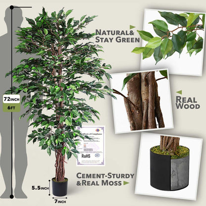 5ft Artificial Eucalyptus Tree for Home Decor, 5 Feet Large Faux Floor Plant Fake Silk Trees with Pot for Indoor Outdoor House Living Room Office (5 ft Tall)
