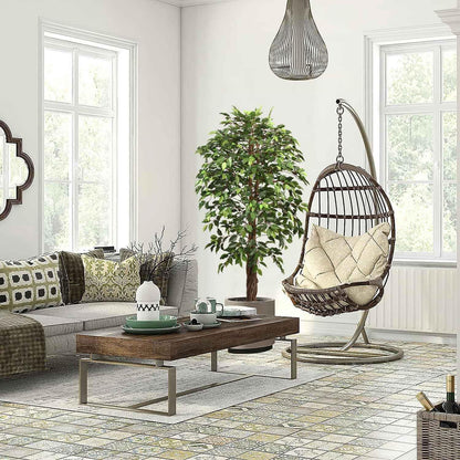 5ft Artificial Eucalyptus Tree for Home Decor, 5 Feet Large Faux Floor Plant Fake Silk Trees with Pot for Indoor Outdoor House Living Room Office (5 ft Tall)