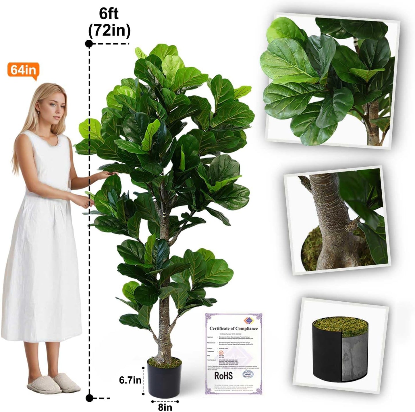 5ft Artificial Eucalyptus Tree for Home Decor, 5 Feet Large Faux Floor Plant Fake Silk Trees with Pot for Indoor Outdoor House Living Room Office (5 ft Tall)