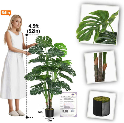 5ft Artificial Eucalyptus Tree for Home Decor, 5 Feet Large Faux Floor Plant Fake Silk Trees with Pot for Indoor Outdoor House Living Room Office (5 ft Tall)