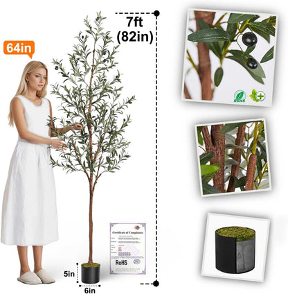 5ft Artificial Eucalyptus Tree for Home Decor, 5 Feet Large Faux Floor Plant Fake Silk Trees with Pot for Indoor Outdoor House Living Room Office (5 ft Tall)