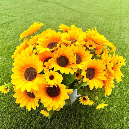 6pcs Artificial Flowers Sunflowers Plastic Artificial Plants with Stems for Wedding Bridal Shower Table Birthday Garden Decor Outdoor UV Resistant Fake Plants