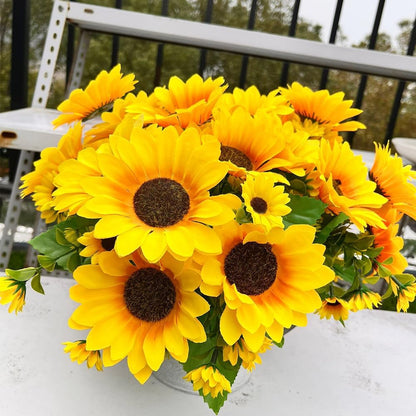 6pcs Artificial Flowers Sunflowers Plastic Artificial Plants with Stems for Wedding Bridal Shower Table Birthday Garden Decor Outdoor UV Resistant Fake Plants