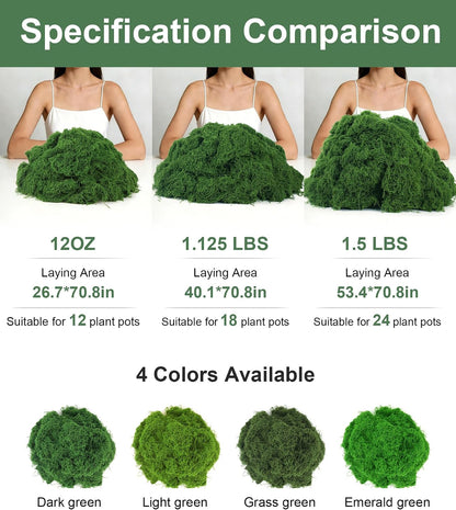 12oz Fake Green Moss for Plants Indoor with Gloves and Tweezers | Artificial Faux Moss for Craft DIY Table Centerpieces Living Walls Fairy Garden Indoor Outdoor Home Decorating Model Making