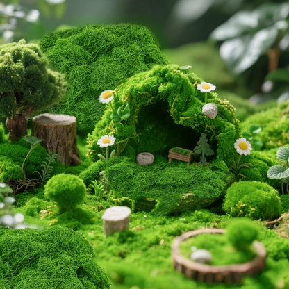 12oz Fake Green Moss for Plants Indoor with Gloves and Tweezers | Artificial Faux Moss for Craft DIY Table Centerpieces Living Walls Fairy Garden Indoor Outdoor Home Decorating Model Making