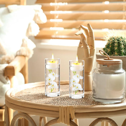 White Orchids Artificial Flowers, Mini Cream Floating Flowers Filler Vase Fillers for Floating Candles Wedding Centerpiece Table Party Home Restaurant Decoration
