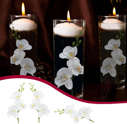 White Orchids Artificial Flowers, Mini Cream Floating Flowers Filler Vase Fillers for Floating Candles Wedding Centerpiece Table Party Home Restaurant Decoration