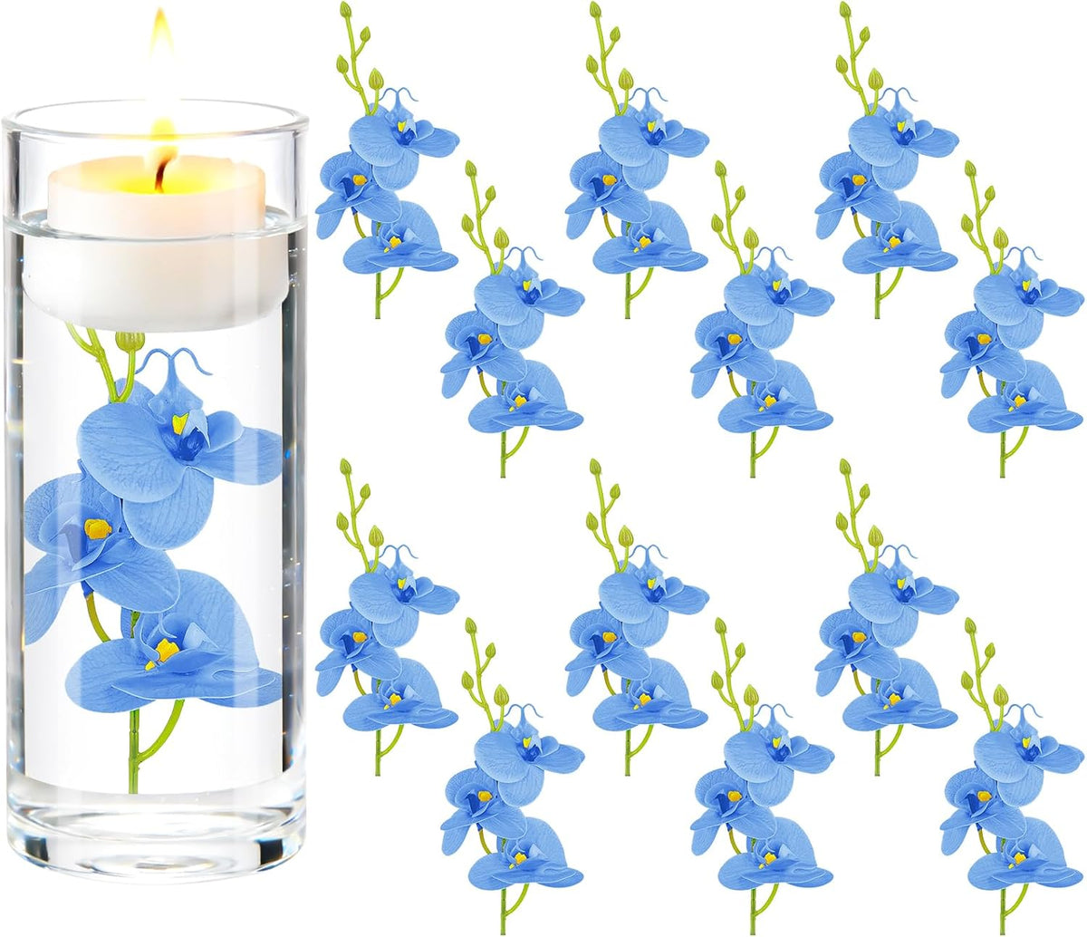 White Orchids Artificial Flowers, Mini Cream Floating Flowers Filler Vase Fillers for Floating Candles Wedding Centerpiece Table Party Home Restaurant Decoration