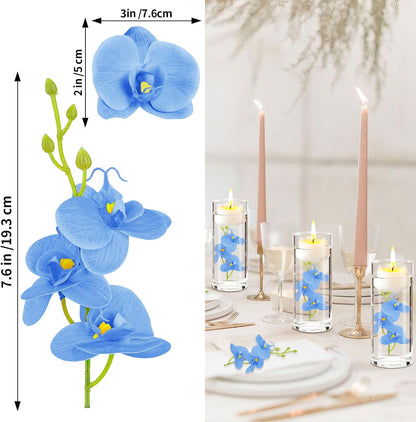 White Orchids Artificial Flowers, Mini Cream Floating Flowers Filler Vase Fillers for Floating Candles Wedding Centerpiece Table Party Home Restaurant Decoration