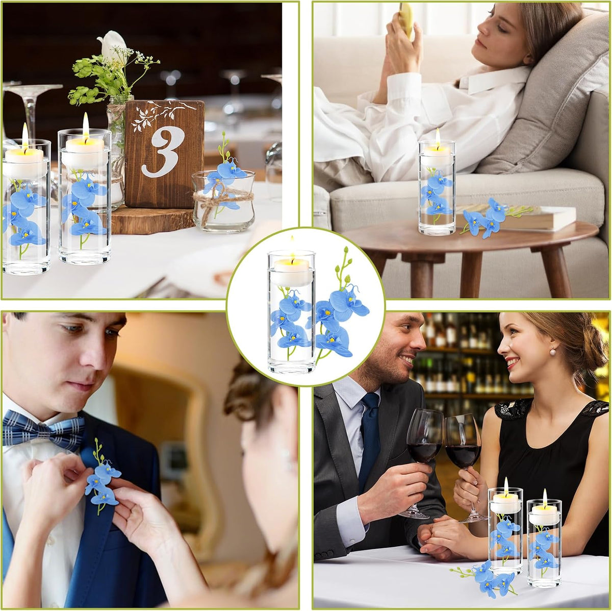 White Orchids Artificial Flowers, Mini Cream Floating Flowers Filler Vase Fillers for Floating Candles Wedding Centerpiece Table Party Home Restaurant Decoration