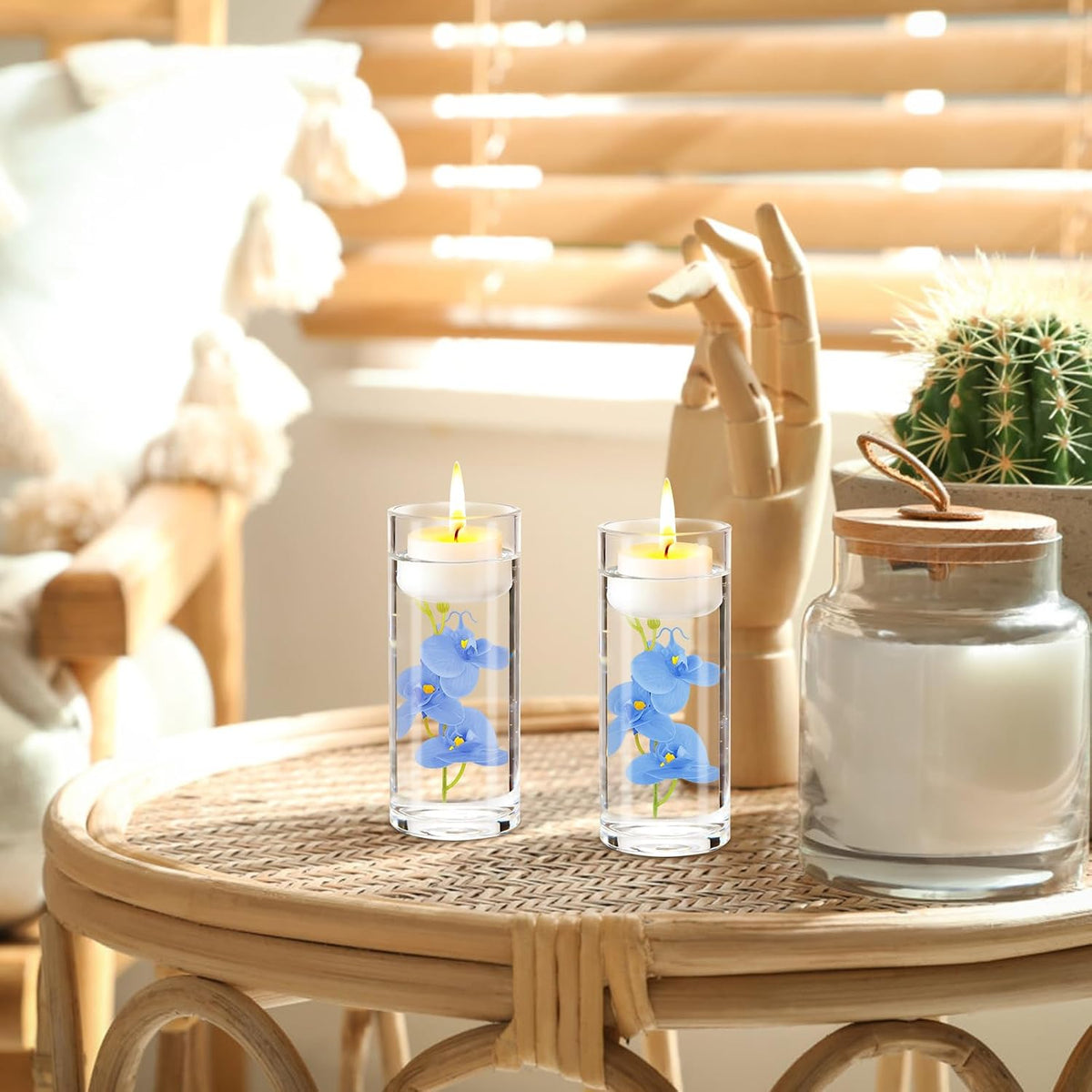 White Orchids Artificial Flowers, Mini Cream Floating Flowers Filler Vase Fillers for Floating Candles Wedding Centerpiece Table Party Home Restaurant Decoration