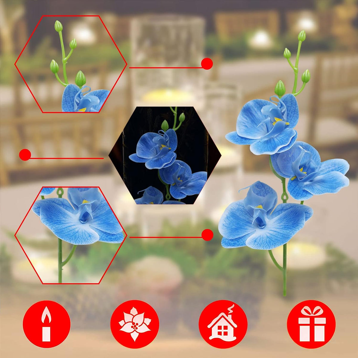 White Orchids Artificial Flowers, Mini Cream Floating Flowers Filler Vase Fillers for Floating Candles Wedding Centerpiece Table Party Home Restaurant Decoration