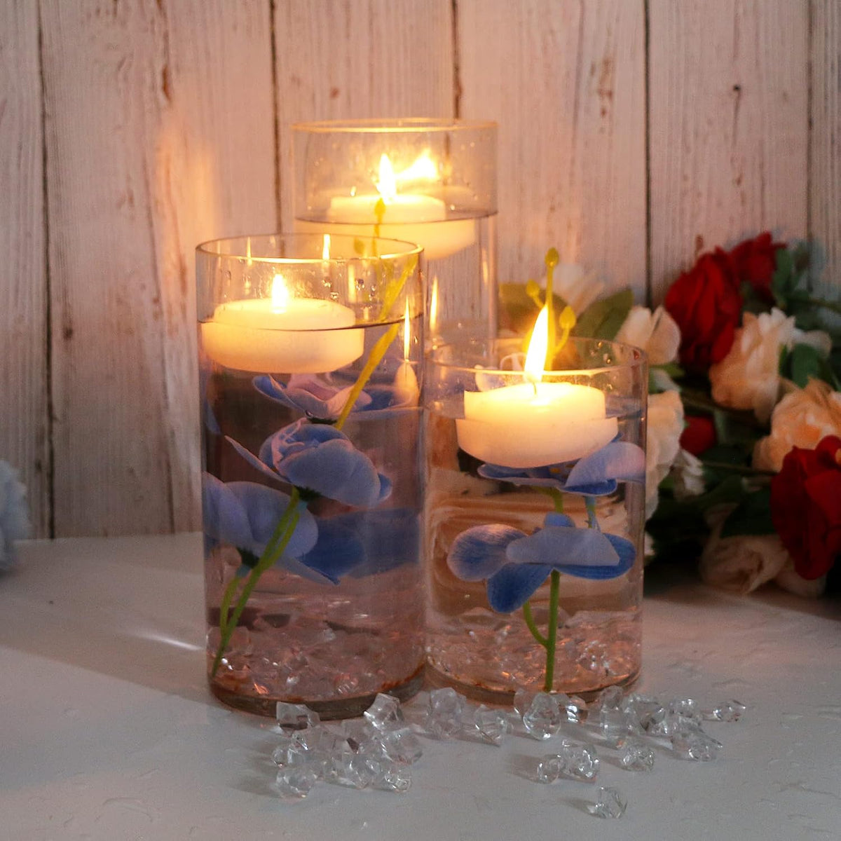 White Orchids Artificial Flowers, Mini Cream Floating Flowers Filler Vase Fillers for Floating Candles Wedding Centerpiece Table Party Home Restaurant Decoration