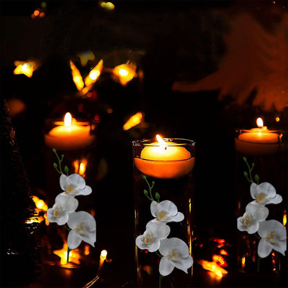 White Orchids Artificial Flowers, Mini Cream Floating Flowers Filler Vase Fillers for Floating Candles Wedding Centerpiece Table Party Home Restaurant Decoration