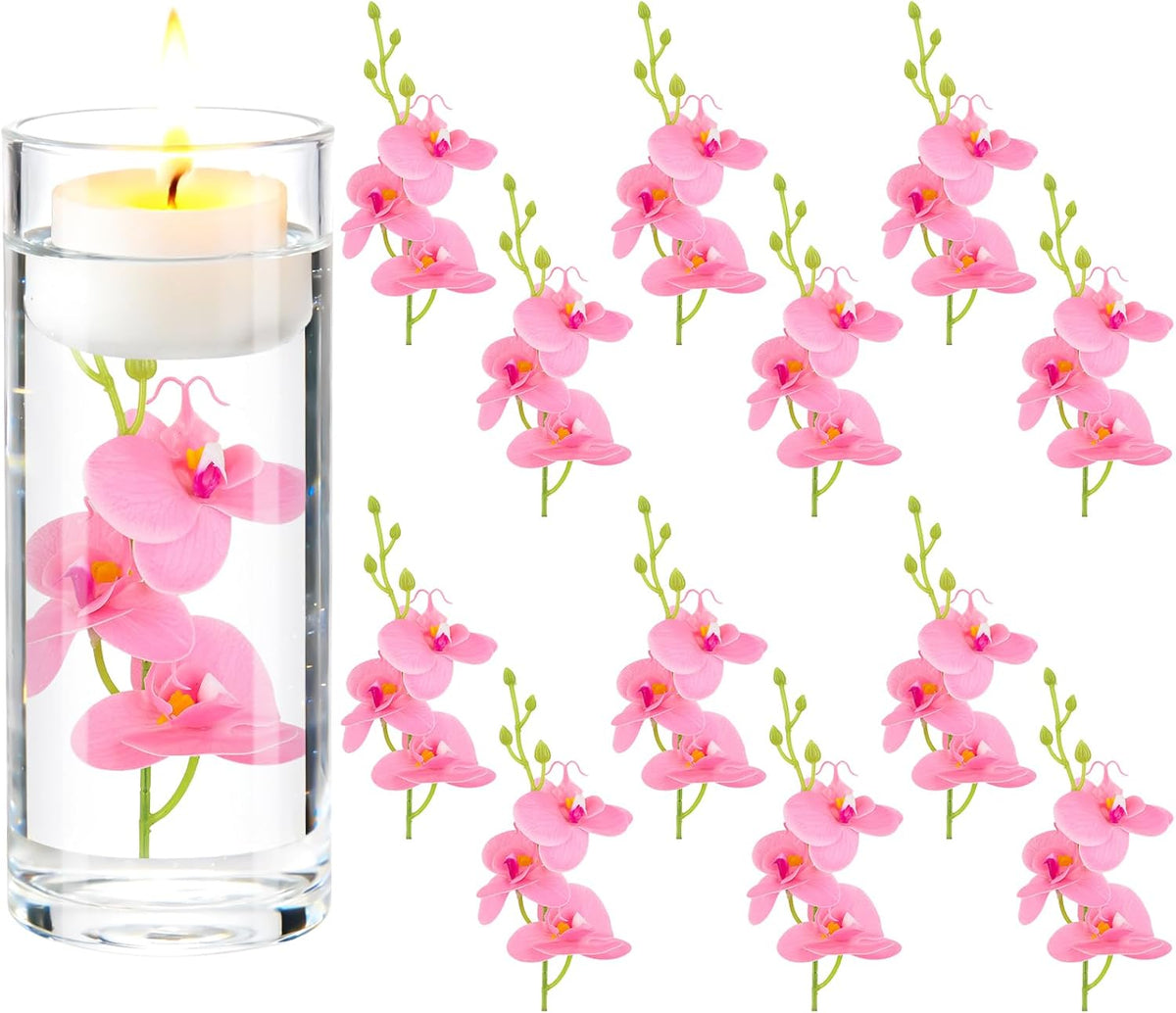 White Orchids Artificial Flowers, Mini Cream Floating Flowers Filler Vase Fillers for Floating Candles Wedding Centerpiece Table Party Home Restaurant Decoration