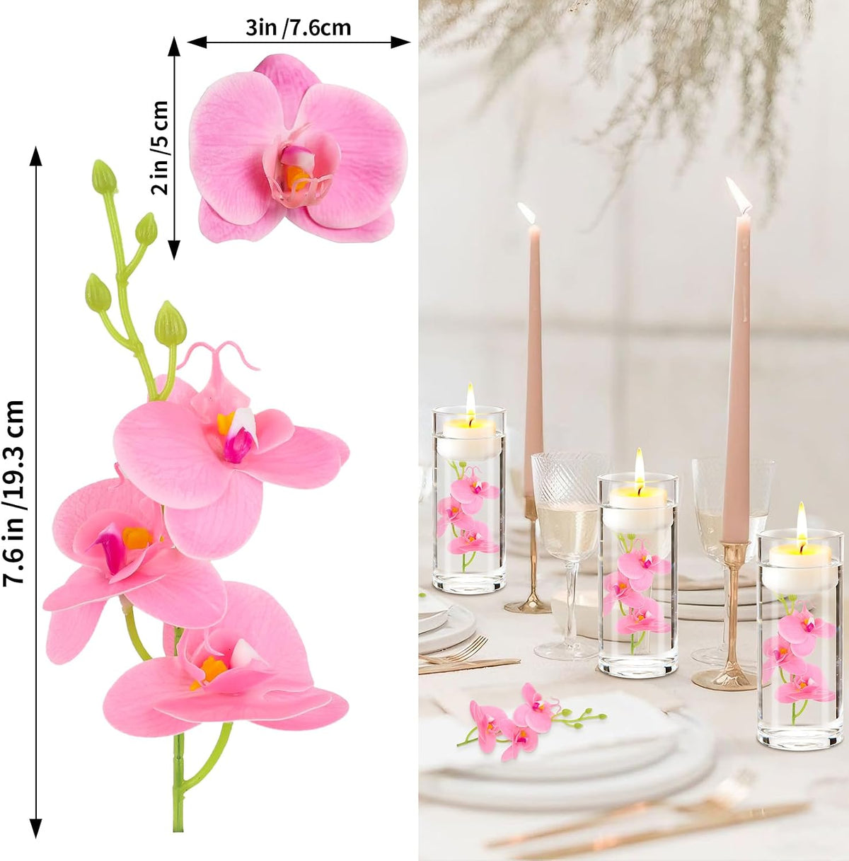 White Orchids Artificial Flowers, Mini Cream Floating Flowers Filler Vase Fillers for Floating Candles Wedding Centerpiece Table Party Home Restaurant Decoration
