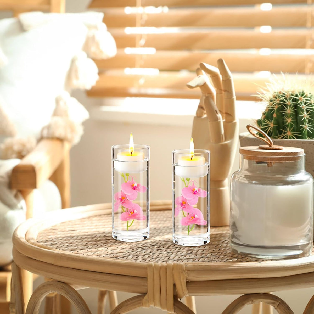 White Orchids Artificial Flowers, Mini Cream Floating Flowers Filler Vase Fillers for Floating Candles Wedding Centerpiece Table Party Home Restaurant Decoration