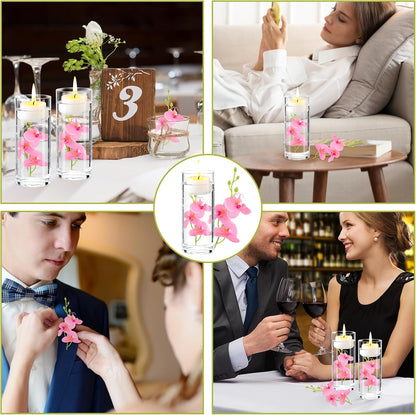 White Orchids Artificial Flowers, Mini Cream Floating Flowers Filler Vase Fillers for Floating Candles Wedding Centerpiece Table Party Home Restaurant Decoration