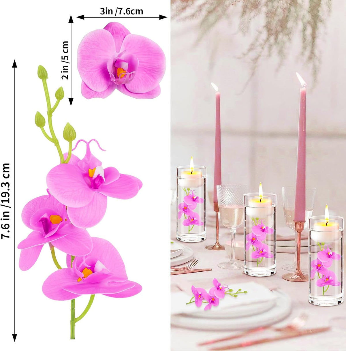 White Orchids Artificial Flowers, Mini Cream Floating Flowers Filler Vase Fillers for Floating Candles Wedding Centerpiece Table Party Home Restaurant Decoration