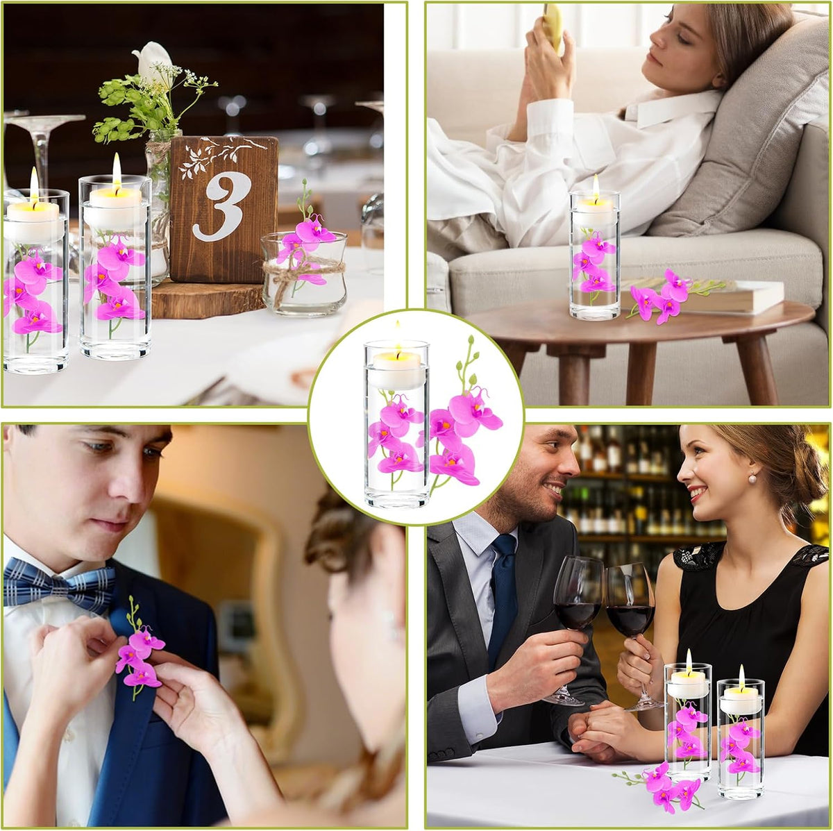 White Orchids Artificial Flowers, Mini Cream Floating Flowers Filler Vase Fillers for Floating Candles Wedding Centerpiece Table Party Home Restaurant Decoration
