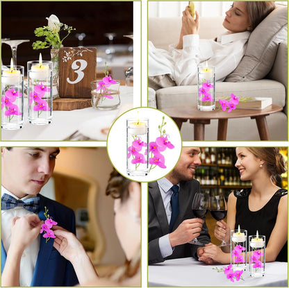 White Orchids Artificial Flowers, Mini Cream Floating Flowers Filler Vase Fillers for Floating Candles Wedding Centerpiece Table Party Home Restaurant Decoration