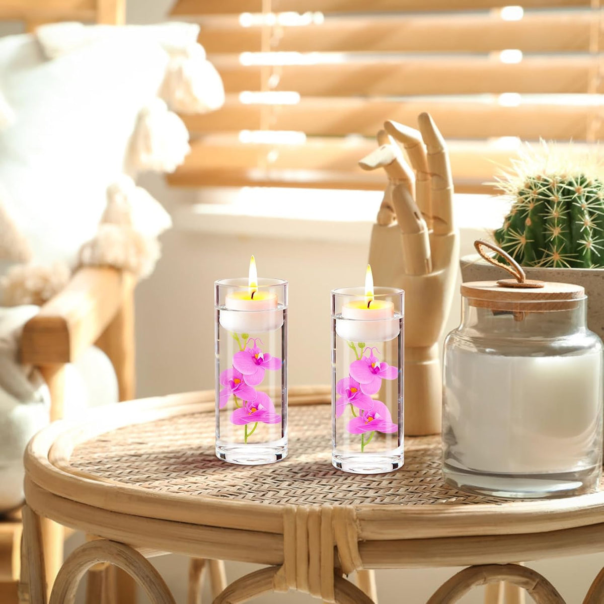 White Orchids Artificial Flowers, Mini Cream Floating Flowers Filler Vase Fillers for Floating Candles Wedding Centerpiece Table Party Home Restaurant Decoration