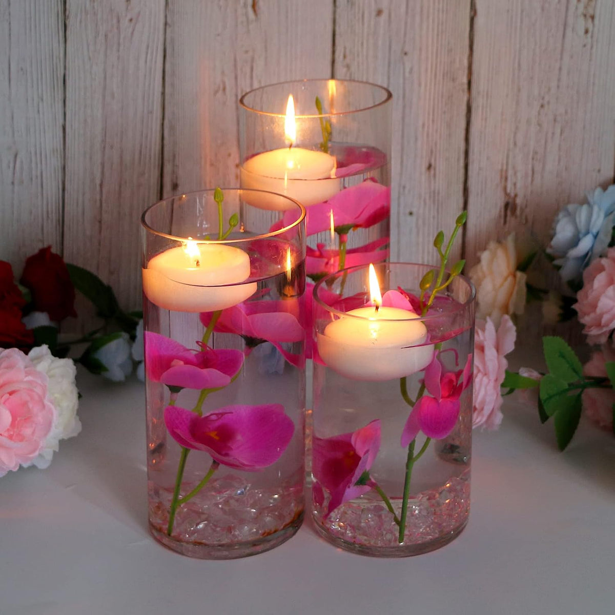 White Orchids Artificial Flowers, Mini Cream Floating Flowers Filler Vase Fillers for Floating Candles Wedding Centerpiece Table Party Home Restaurant Decoration