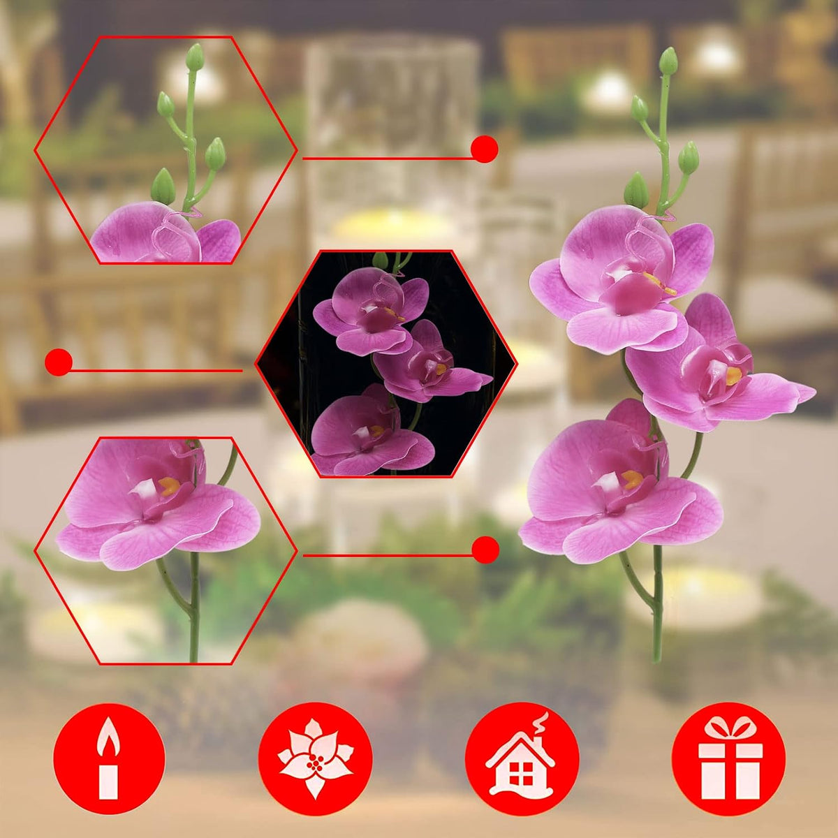 White Orchids Artificial Flowers, Mini Cream Floating Flowers Filler Vase Fillers for Floating Candles Wedding Centerpiece Table Party Home Restaurant Decoration