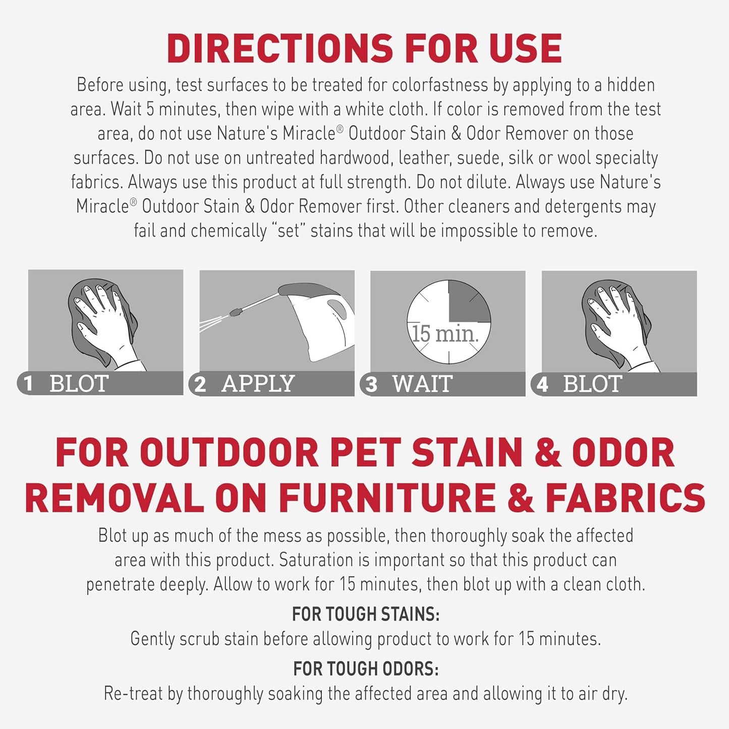 Outdoor Stain & Odor Remover, 64 fl oz, Removes Dog & Cat Messes, Convenient Flip & Go Sprayer, Ready-to-Use, Multi-Pet & Multi-Mess Formula