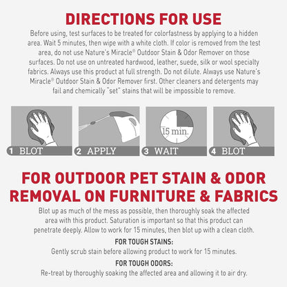 Outdoor Stain & Odor Remover, 64 fl oz, Removes Dog & Cat Messes, Convenient Flip & Go Sprayer, Ready-to-Use, Multi-Pet & Multi-Mess Formula