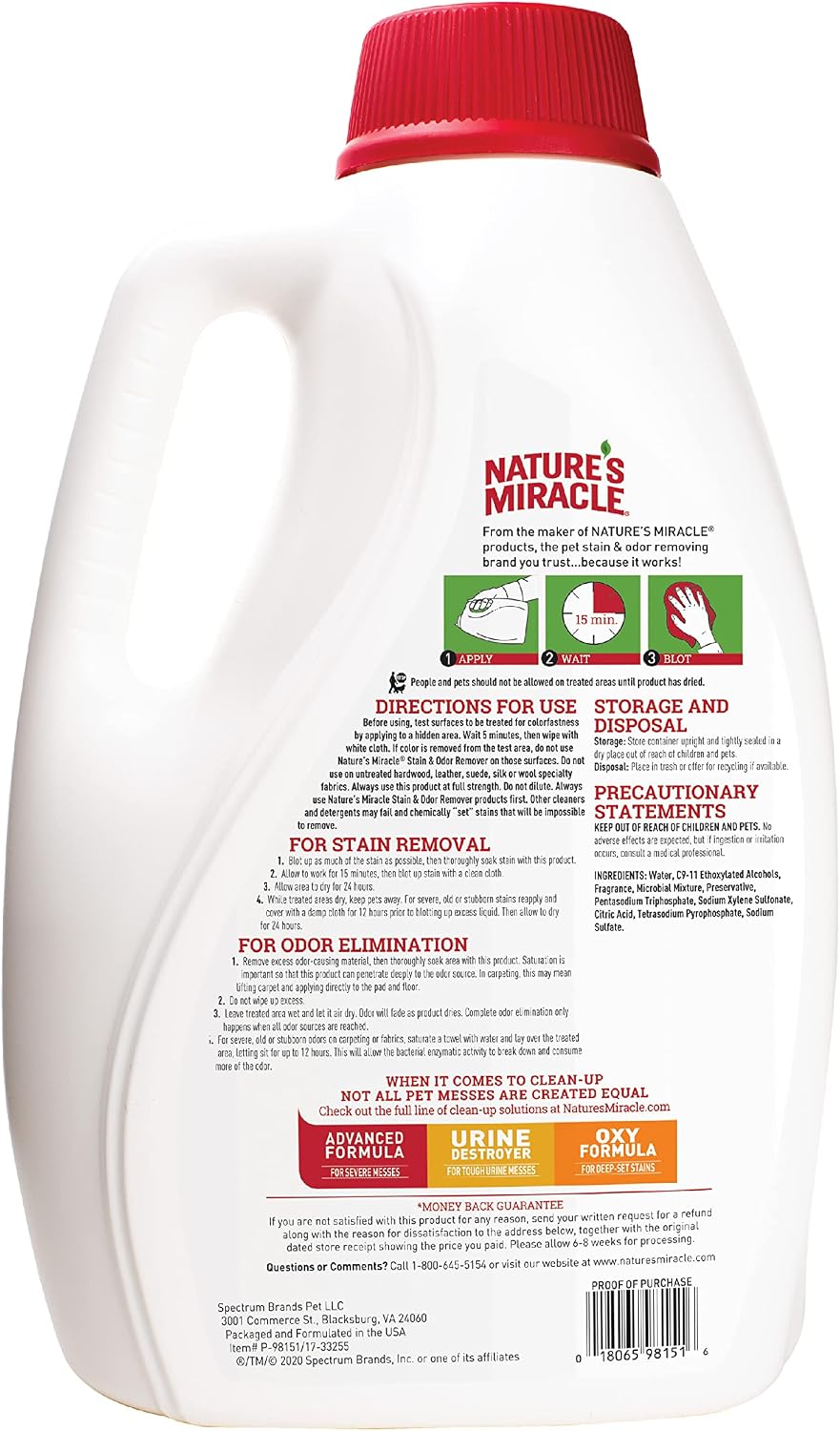 Outdoor Stain & Odor Remover, 64 fl oz, Removes Dog & Cat Messes, Convenient Flip & Go Sprayer, Ready-to-Use, Multi-Pet & Multi-Mess Formula