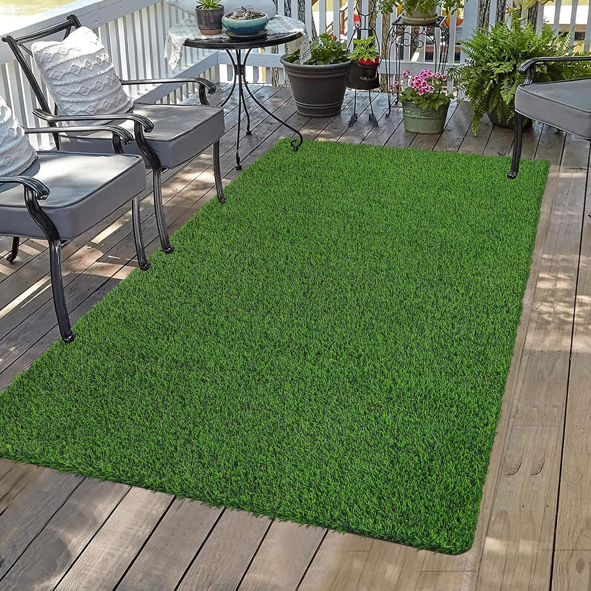 Artificial Grass Rug Indoor Outdoor Rug, 3x5Ft Dog Grass Mat with Drainage Holes, Synthetic Artificial Grass Turf Fake Grass Rug for Balcony Garden Lawn Landscape, 3x5Ft
