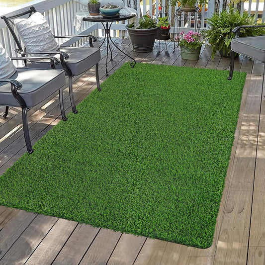 Artificial Grass Rug Indoor Outdoor Rug, 3x5Ft Dog Grass Mat with Drainage Holes, Synthetic Artificial Grass Turf Fake Grass Rug for Balcony Garden Lawn Landscape, 3x5Ft