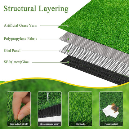 Artificial Grass Rug Indoor Outdoor Rug, 3x5Ft Dog Grass Mat with Drainage Holes, Synthetic Artificial Grass Turf Fake Grass Rug for Balcony Garden Lawn Landscape, 3x5Ft