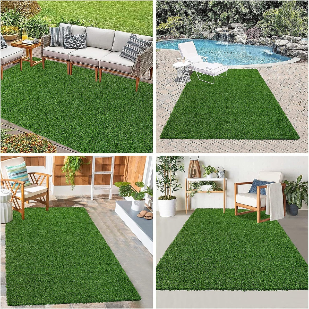 Artificial Grass Rug Indoor Outdoor Rug, 3x5Ft Dog Grass Mat with Drainage Holes, Synthetic Artificial Grass Turf Fake Grass Rug for Balcony Garden Lawn Landscape, 3x5Ft