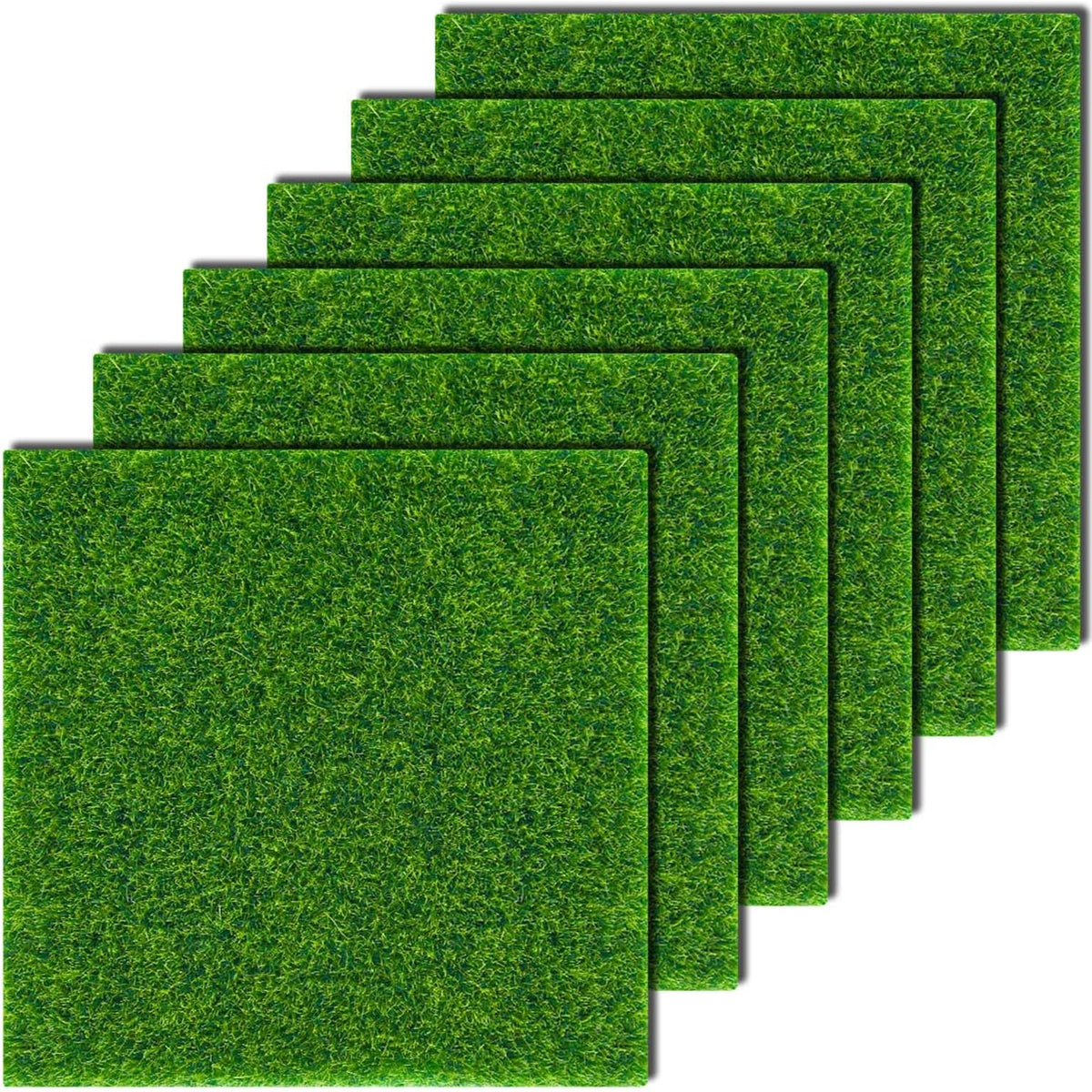 Fairy Garden Grass 6 x 6 Inches Miniature Artificial Craft Grass for Dollhouse Ornament DIY Decoration