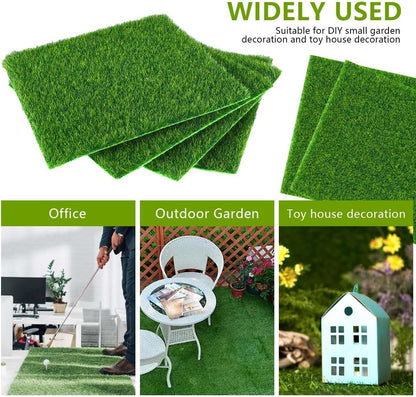 Fairy Garden Grass 6 x 6 Inches Miniature Artificial Craft Grass for Dollhouse Ornament DIY Decoration