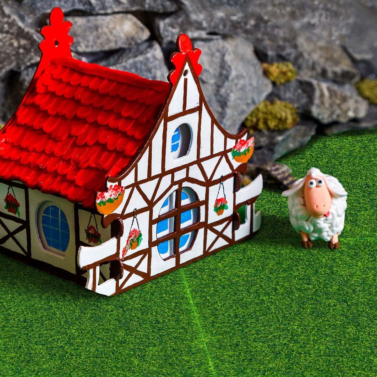 Fairy Garden Grass 6 x 6 Inches Miniature Artificial Craft Grass for Dollhouse Ornament DIY Decoration
