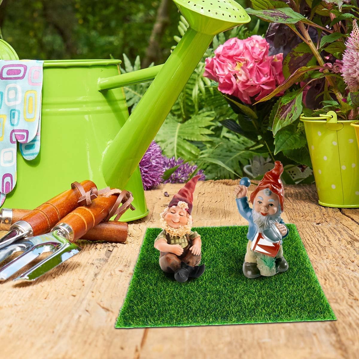 Fairy Garden Grass 6 x 6 Inches Miniature Artificial Craft Grass for Dollhouse Ornament DIY Decoration