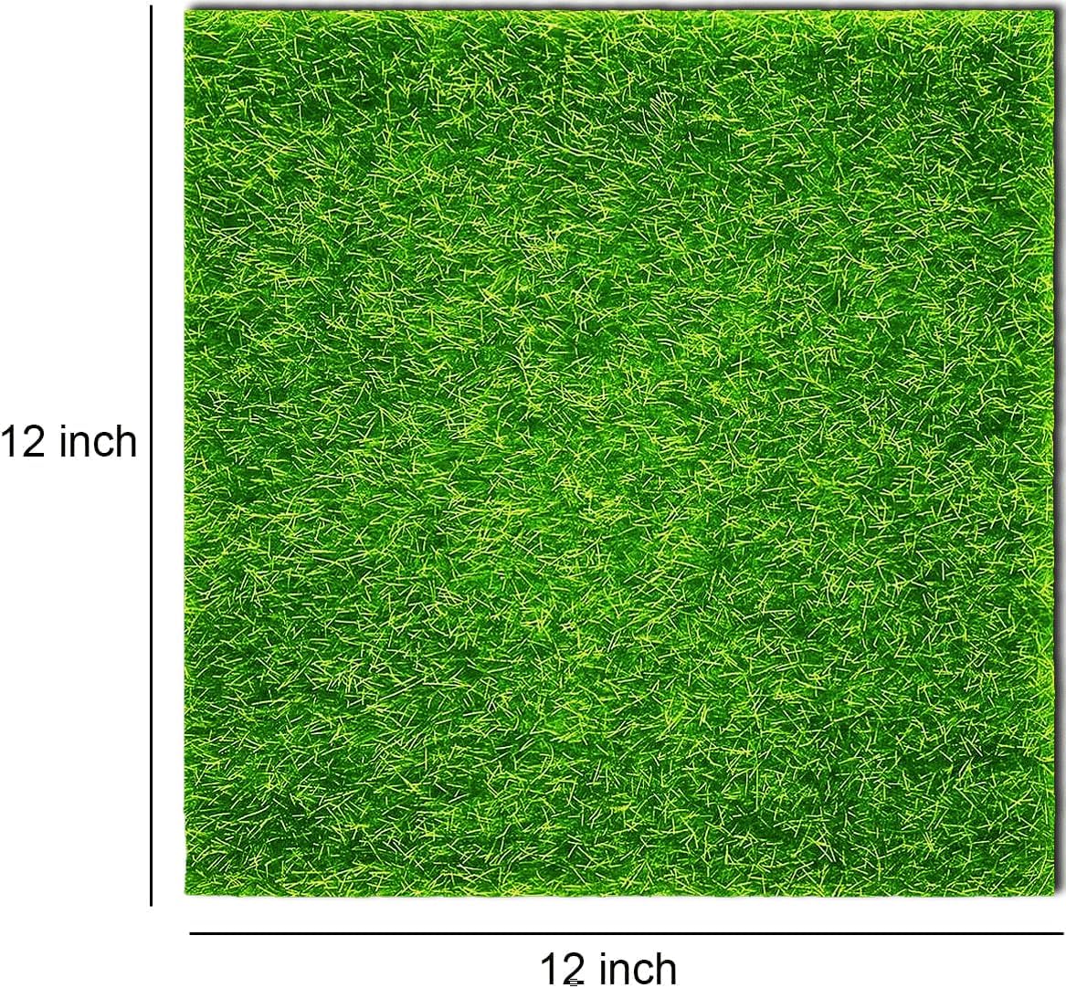 Fairy Garden Grass 6 x 6 Inches Miniature Artificial Craft Grass for Dollhouse Ornament DIY Decoration