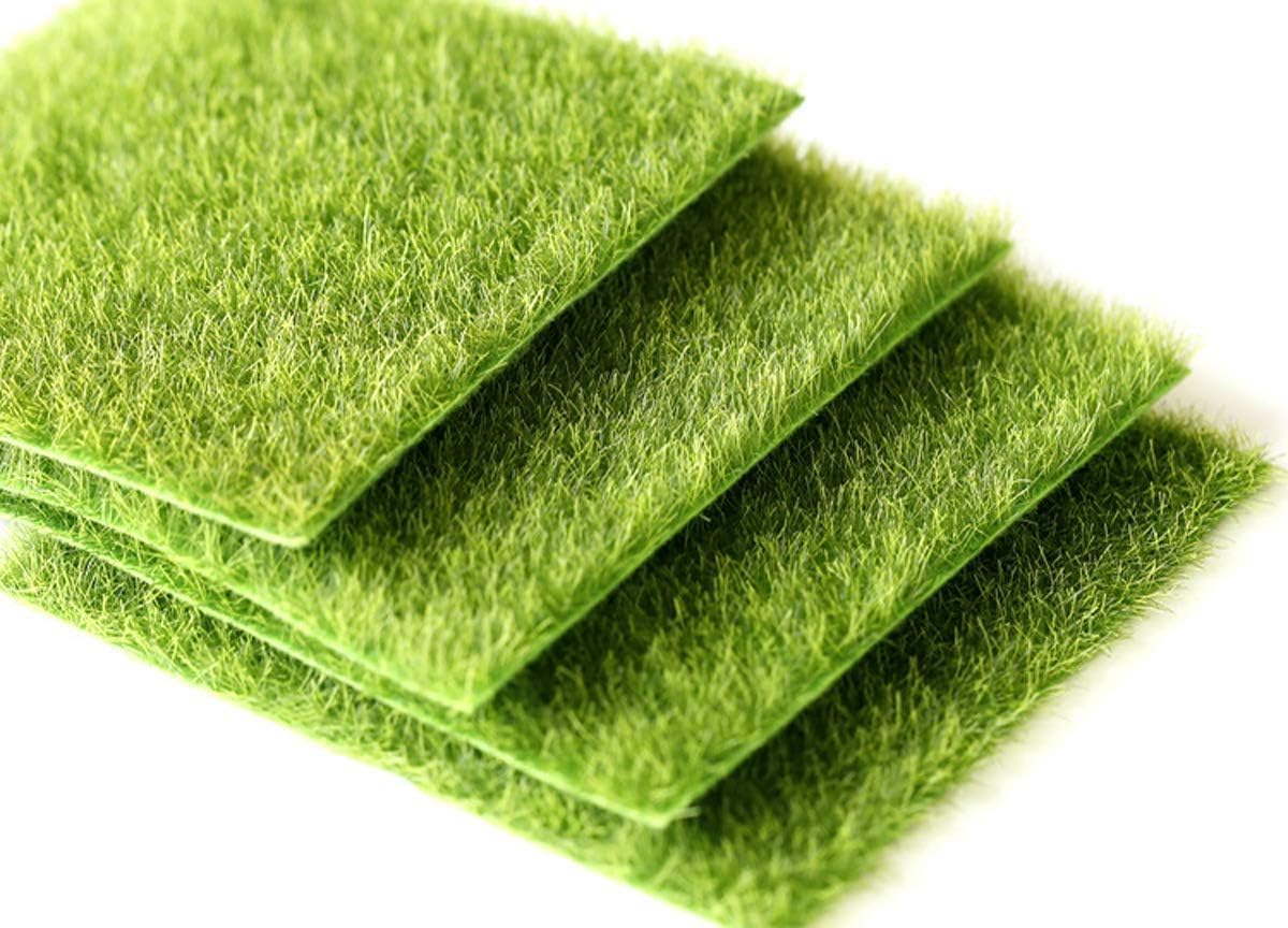 Fairy Garden Grass 6 x 6 Inches Miniature Artificial Craft Grass for Dollhouse Ornament DIY Decoration