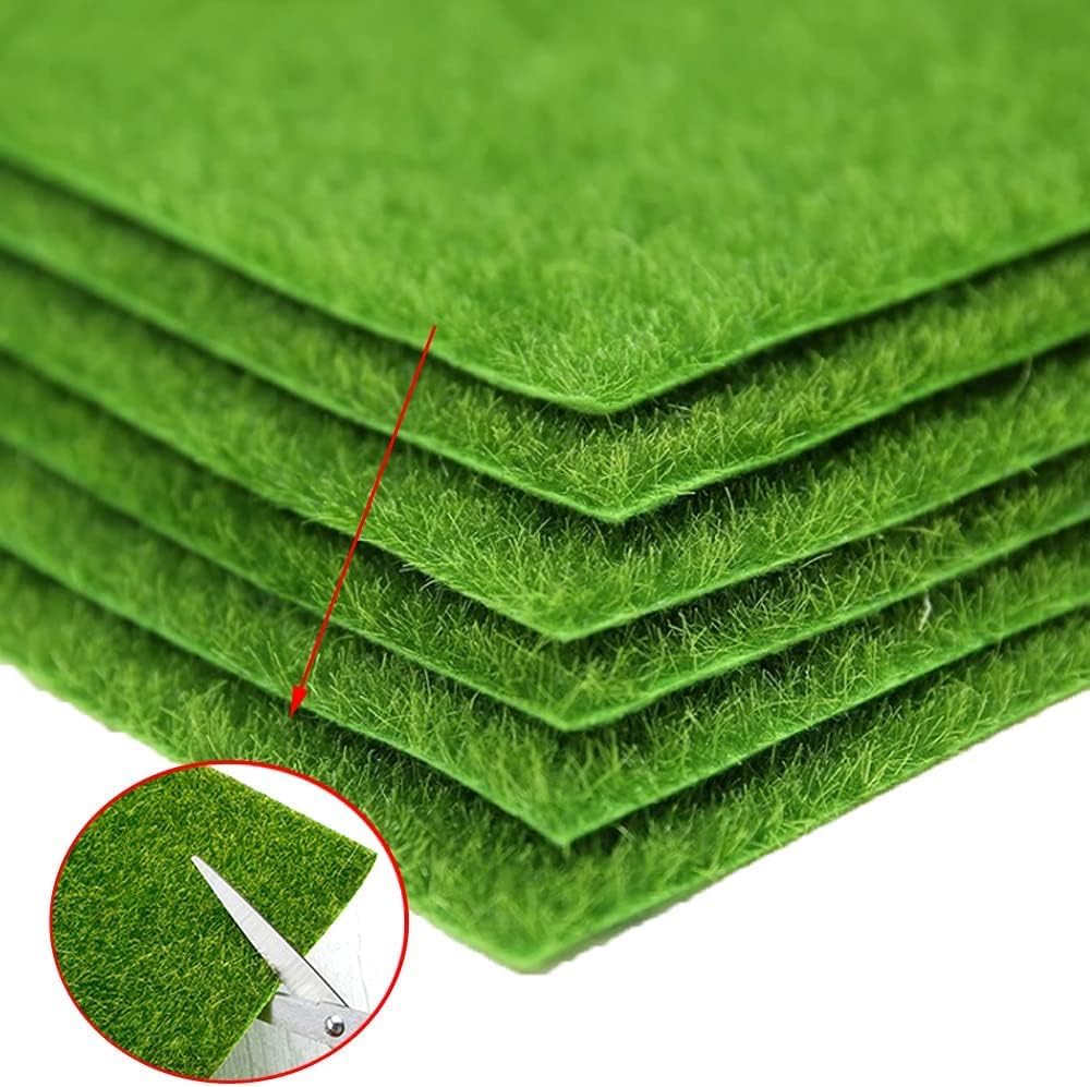 Fairy Garden Grass 6 x 6 Inches Miniature Artificial Craft Grass for Dollhouse Ornament DIY Decoration