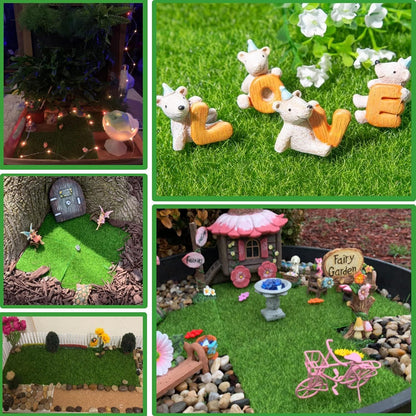 Fairy Garden Grass 6 x 6 Inches Miniature Artificial Craft Grass for Dollhouse Ornament DIY Decoration