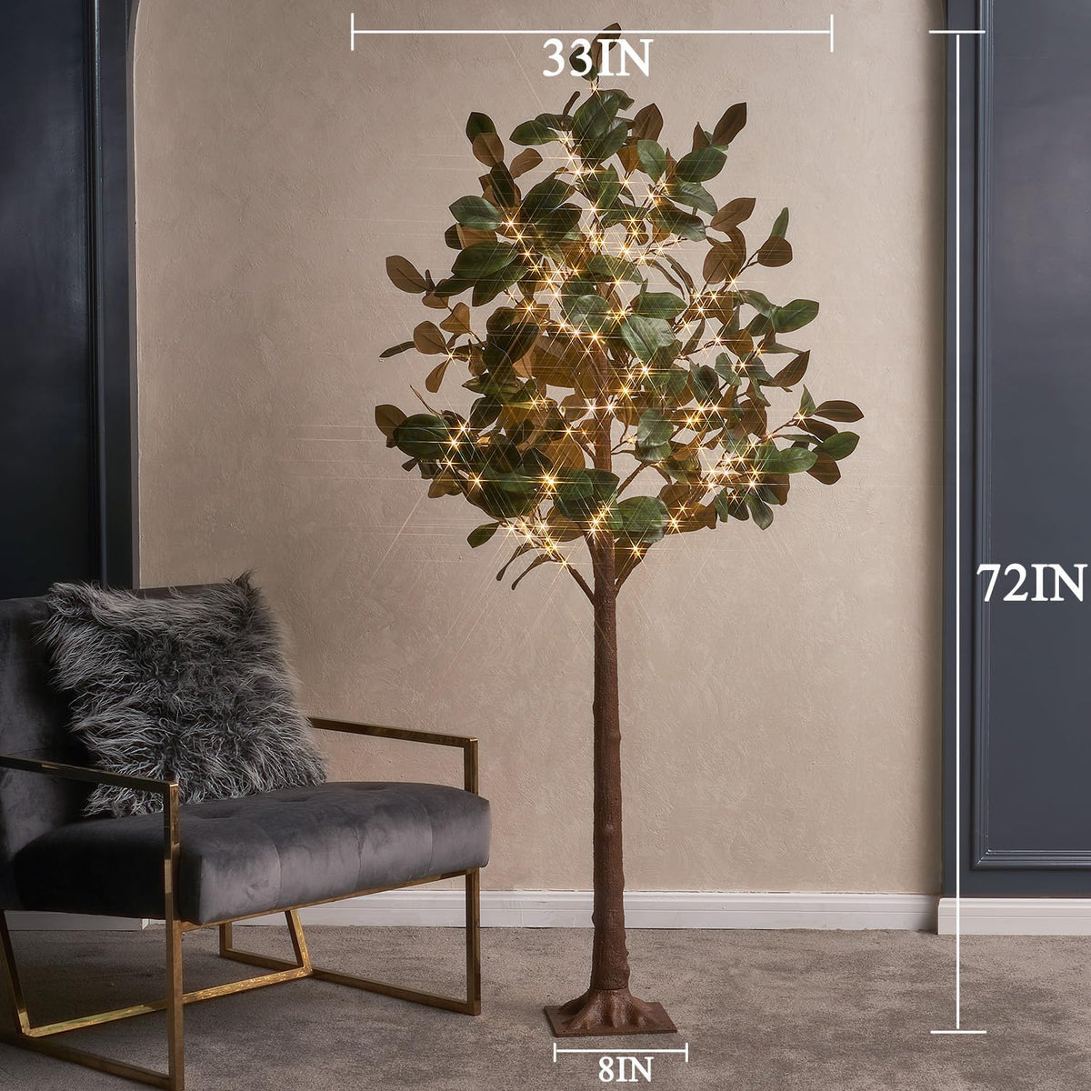Lighted Magnolia Tree 6FT 280 LED Fairy Lights, Faux Plant Tree with Lights for Home Holiday Spring Decoration