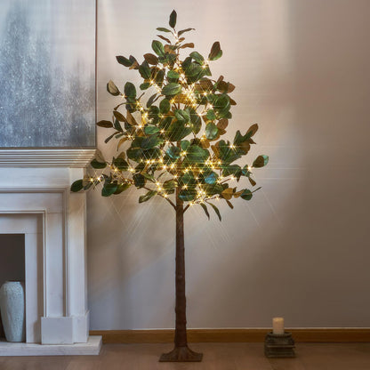 Lighted Magnolia Tree 6FT 280 LED Fairy Lights, Faux Plant Tree with Lights for Home Holiday Spring Decoration