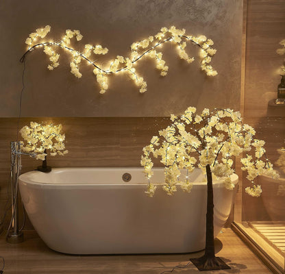 Lighted Magnolia Tree 6FT 280 LED Fairy Lights, Faux Plant Tree with Lights for Home Holiday Spring Decoration